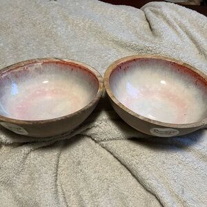 NWT Cravings by Chrissy Tiegen Mango Wood and Enamel Bowls